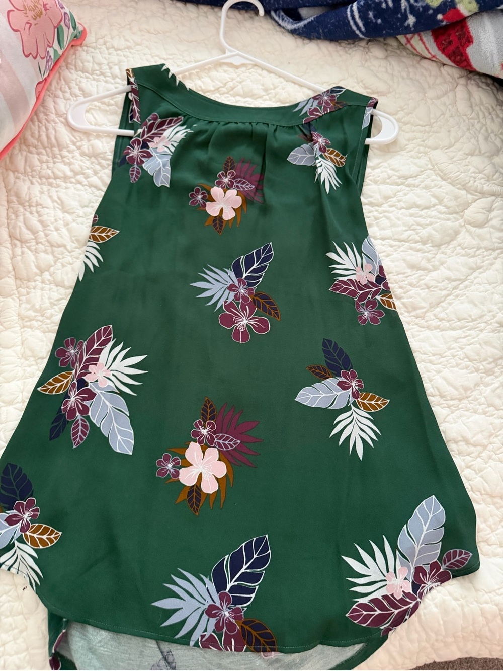 Loft Green Floral Sleeveless Top
